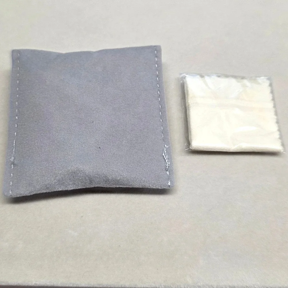 NEW Jewelry Pouch with Polishing Cloth Unisex Small Grey Microfiber Snap Travel